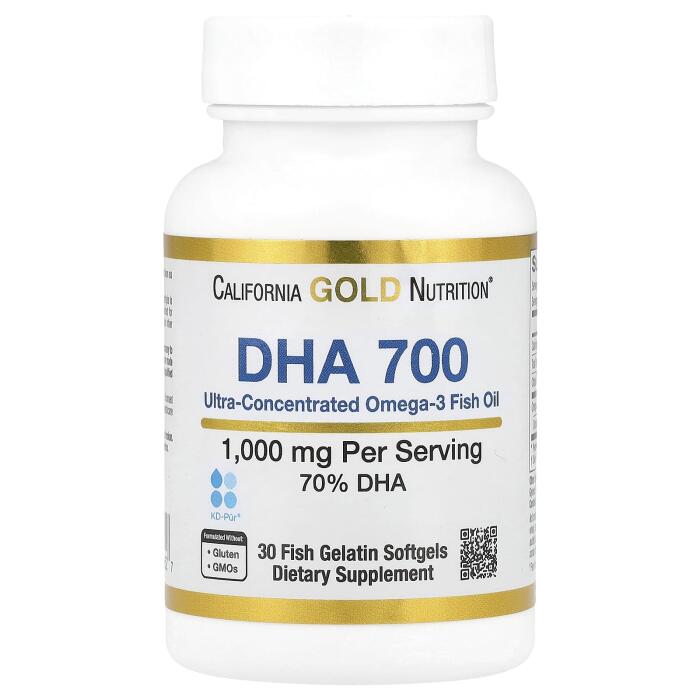 California Gold Nutrition, DHA 700 Fish Oil, Ultra-Concentrated, 1,000 mg, 30 Fish Gelatin Softgels California Gold Nutrition, DHA 700 Fish Oil, Ultra-Concentrated, 1,000 mg, 30 Fish Gelatin Softgels