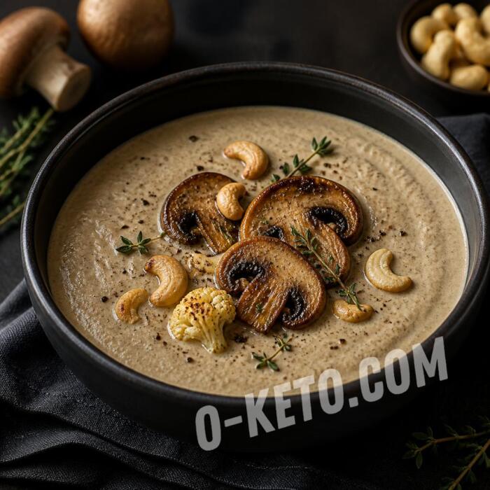 Supă cremă keto de champignon copți cu caju Supă cremă keto de champignon copți cu caju