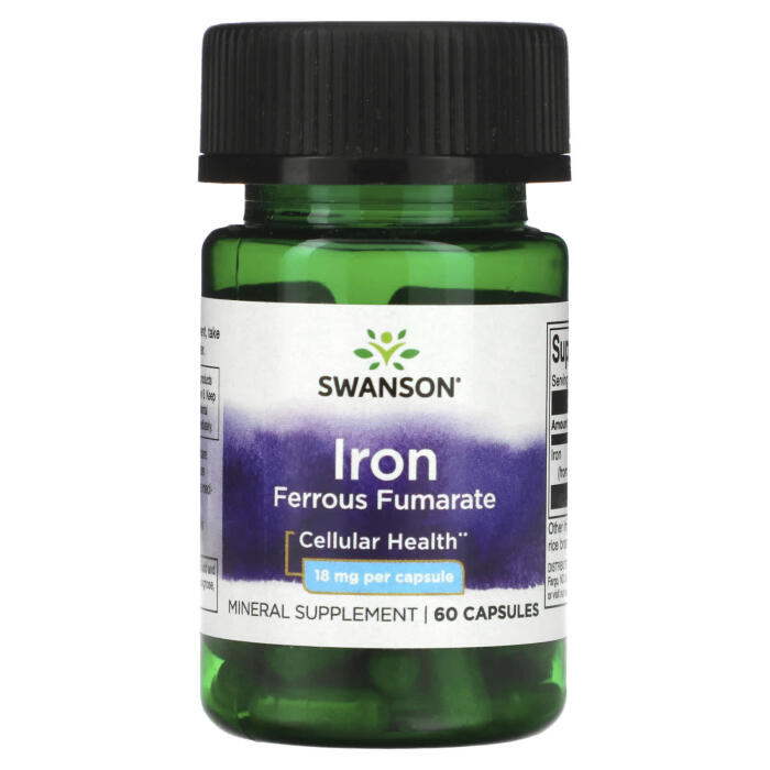 Swanson, Iron Ferrous Fumarate, 18 mg, 60 Capsules Swanson, Iron Ferrous Fumarate, 18 mg, 60 Capsules