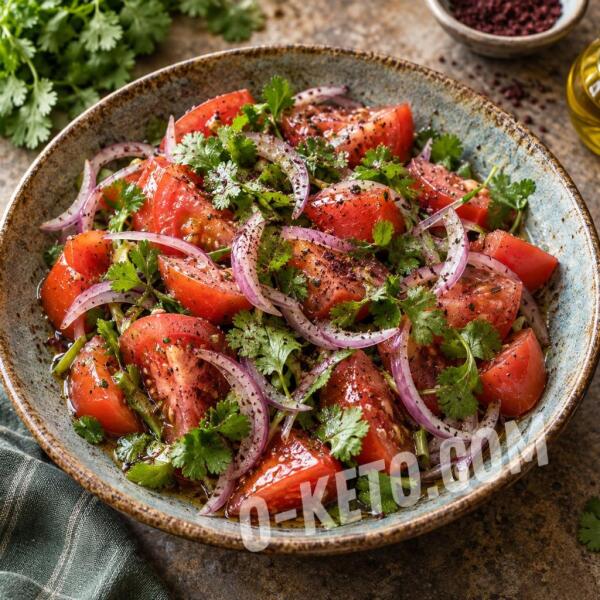 Keto recipes: Tomato Salad with Red Onion and Cilantro
