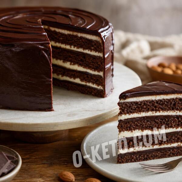 Keto recipes: Chocolate Cake with Cream Cheese, Ganache, and Chocolate Glaze