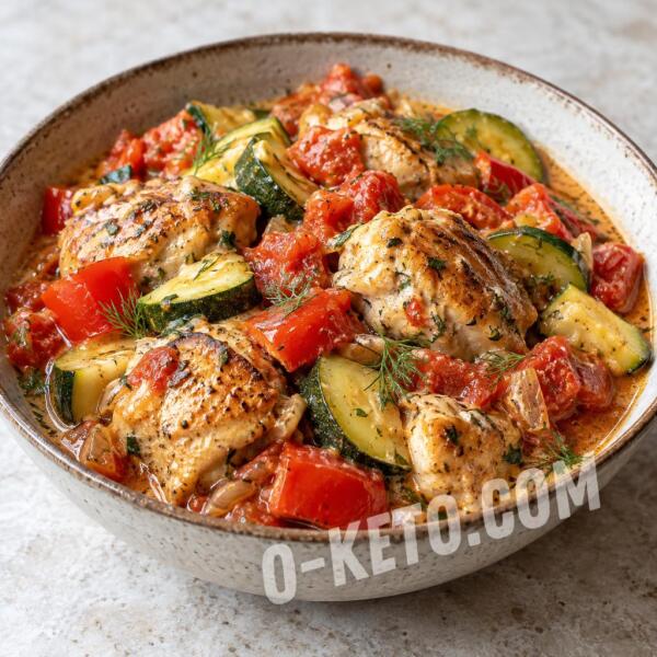 Keto recipes: Chicken Thigh Ragout with Zucchini and Tomatoes