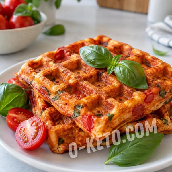 Rețete keto: Vafe cu roșii și busuioc Rețete keto: Vafe cu roșii și busuioc