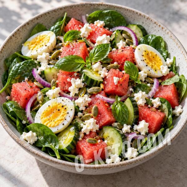 Keto recipes: Watermelon Salad with Egg and Feta