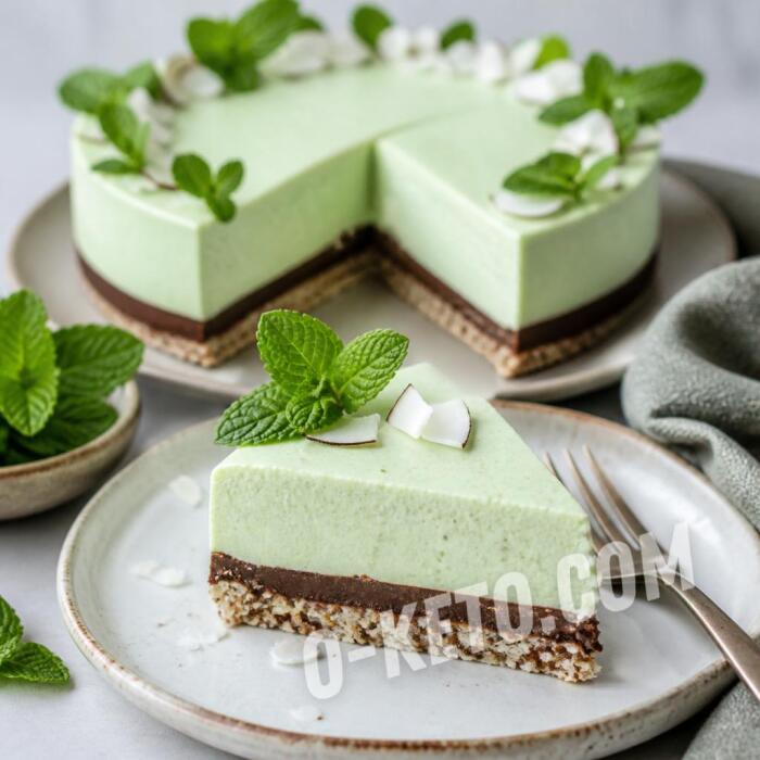 Cheesecake cu mentă, cocos și ciocolată