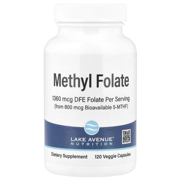 Lake Avenue Nutrition, Methyl Folate, 800 mcg, 120 Veggie Capsules Lake Avenue Nutrition, Methyl Folate, 800 mcg, 120 Veggie Capsules