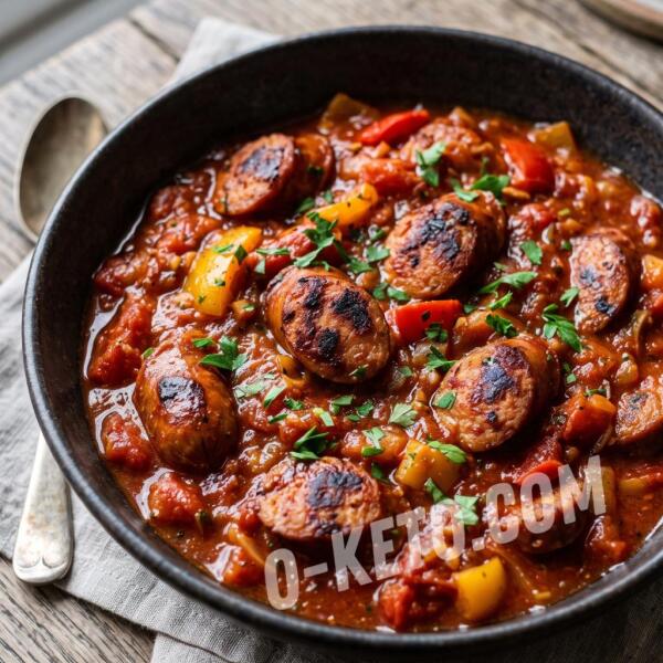 Keto recipes: Debreciner Sausages in Tomato Pepper Sauce
