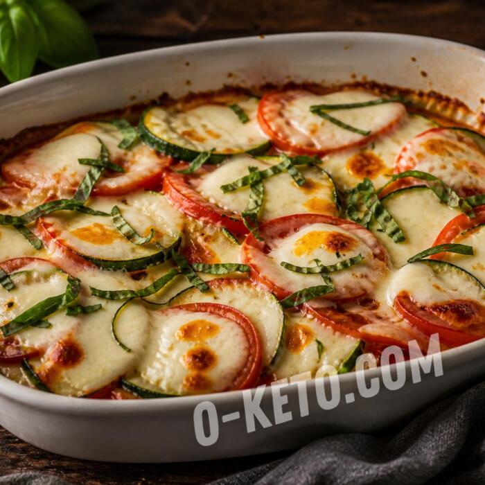 Кабачки, запечённые с моцареллой и томатами
