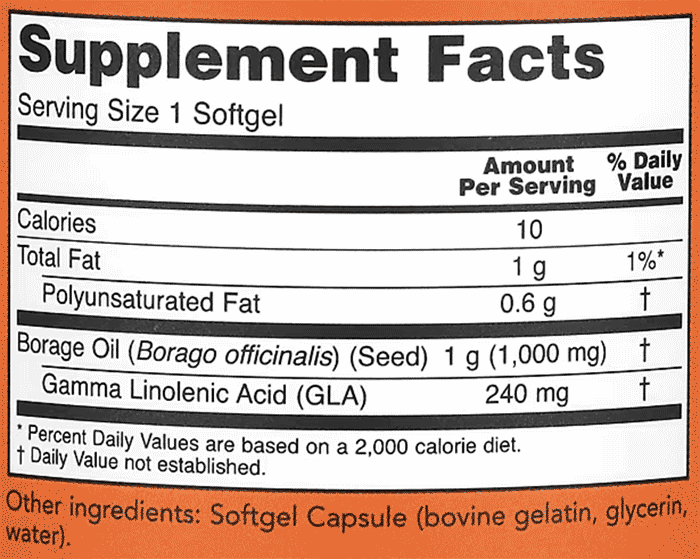 NOW-Foods,-Borage-Oil,-Concentration-GLA-,-1,000-mg,-120-Softgels