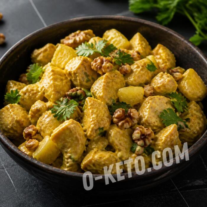 Салат карри с ананасом и грецкими орехами