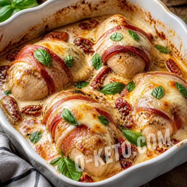 Рецепты на кето: Запеканка из куриной грудки с беконом, вялеными помидорами и моцареллой Рецепты на кето: Запеканка из куриной грудки с беконом, вялеными помидорами и моцареллой