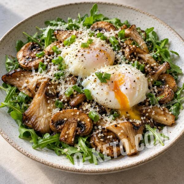 Keto recipes: Warm Mushroom Salad with Poached Eggs