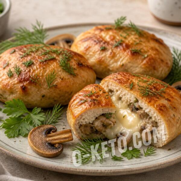 Rețete keto: Zrazy de pui cu umplutură de ciuperci, mozzarella și verdeață Rețete keto: Zrazy de pui cu umplutură de ciuperci, mozzarella și verdeață