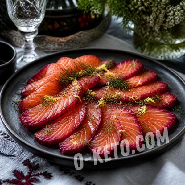 Keto recipes: Salmon cured with dill, vodka and beetroot