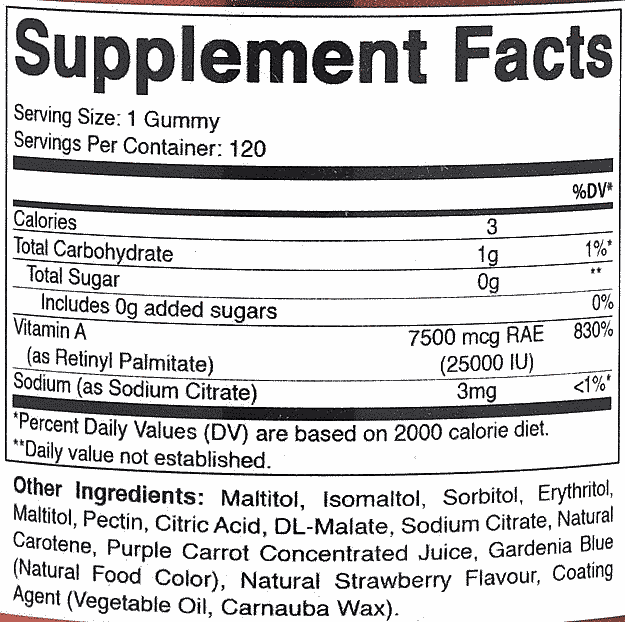 Vitamatic,-Vitamin-A-(Retinyl-Palmitate),-Natural-Strawberry,-25,000-IU,-120-Gummies-