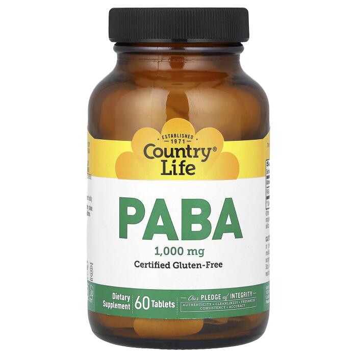 Country Life, PABA, 1,000 mg, 60 Tablets Country Life, PABA, 1,000 mg, 60 Tablets