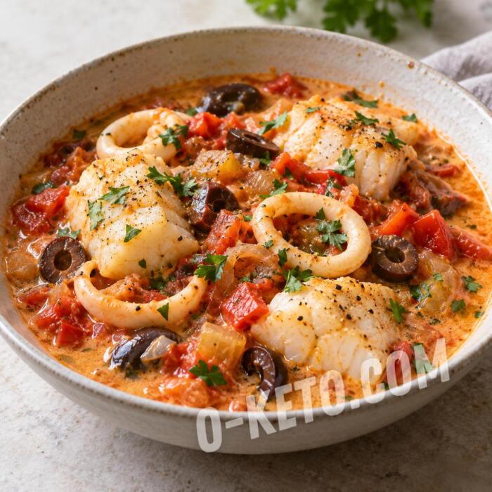 Cod and Squid Ragout with Vegetables