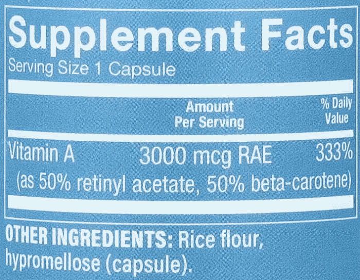 The-Vitamin-Shoppe,-Dry-A,-3,000-mcg-(10,000-IU),-100-Capsules-