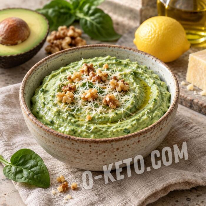 Avocado Cream with Spinach, Walnuts, and Parmesan