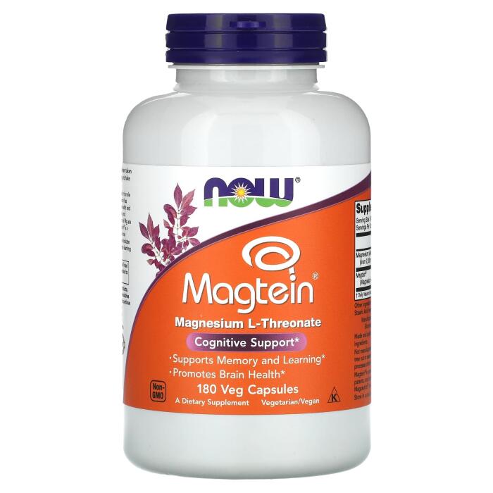 NOW Foods, Magtein®, Magnesium L-Threonate, 2,000 mg, 180 Veg Capsules (66.6 mg per Capsule)