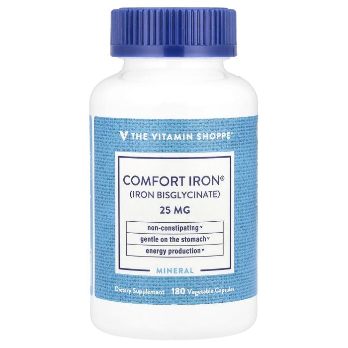 The Vitamin Shoppe, Comfort Iron®, 25 mg, 180 Vegetable Capsules The Vitamin Shoppe, Comfort Iron®, 25 mg, 180 Vegetable Capsules