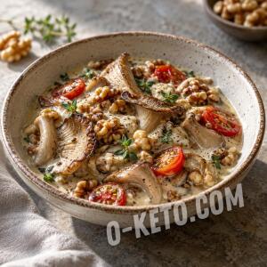 Сливочно-грибной соус с грецкими орехами и томатами черри