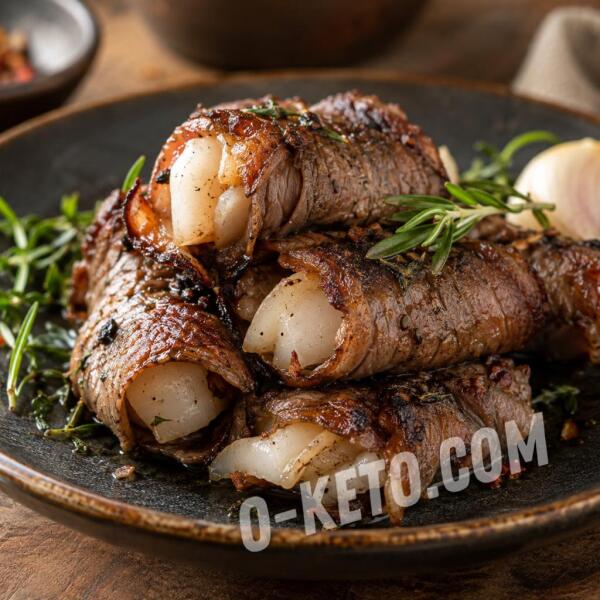 Рецепты на кето: Рулетики из баранины с курдюком