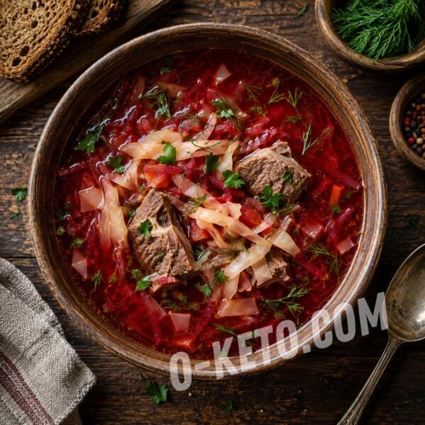 Рецепты на кето: Борщ из баранины с капустой