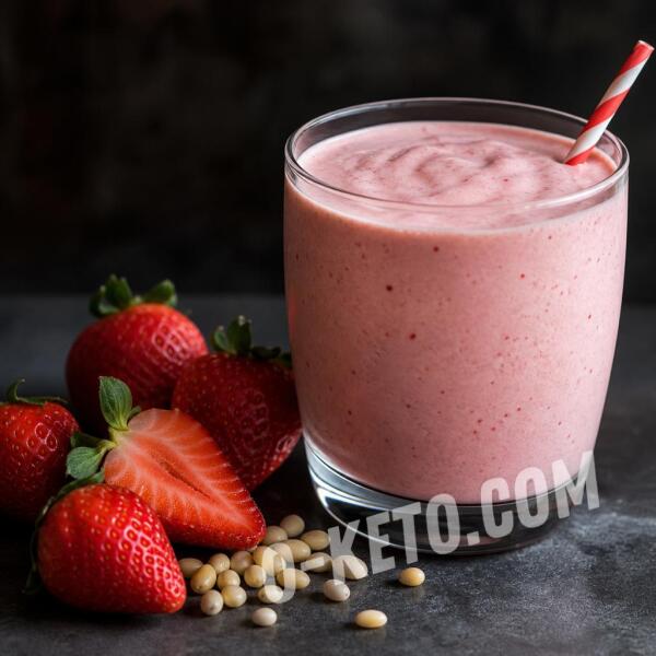 Rețete keto: Milkshake de căpșuni cu nuci de pin