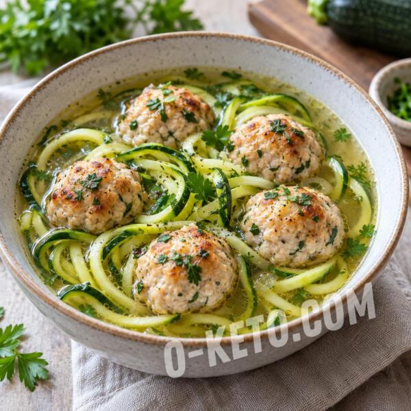 Rețete keto: Supă cu chiftele de curcan și tăiței de dovlecel Rețete keto: Supă cu chiftele de curcan și tăiței de dovlecel