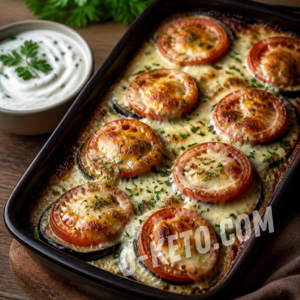 Keto recipes: Eggplant Casserole with Sour Cream Sauce