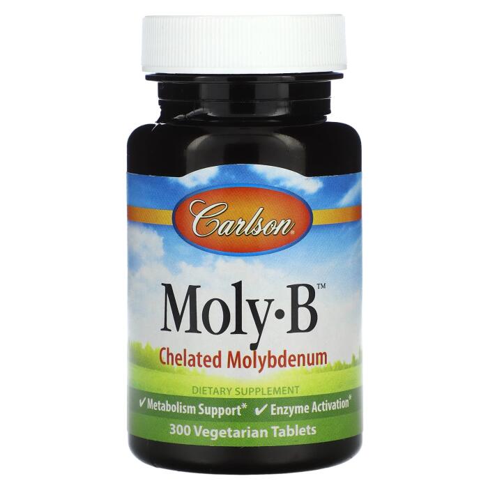 Carlson, Moly-B™, Chelated Molybdenum, 300 Vegetarian Tablets (500 mcg per Tablet)