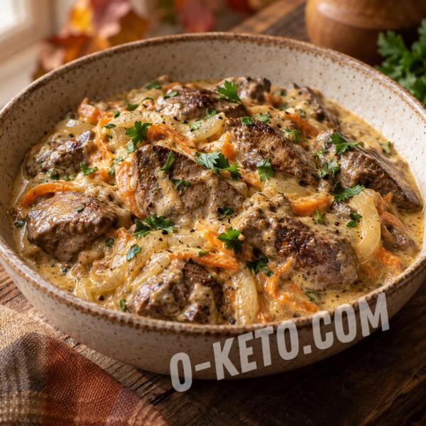 Rețete keto: Ficat de pui în sos de brânză Rețete keto: Ficat de pui în sos de brânză