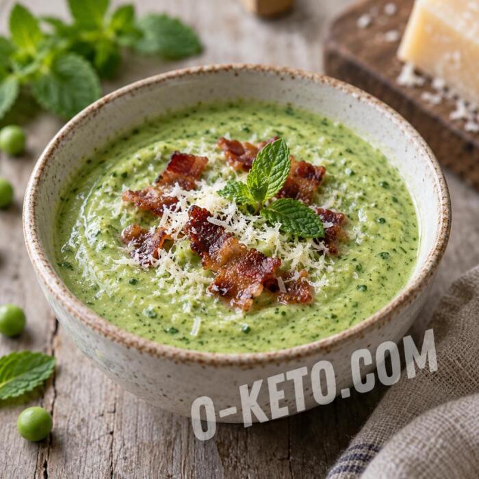 Соус из зелёного горошка с мятой и беконом Соус из зелёного горошка с мятой и беконом