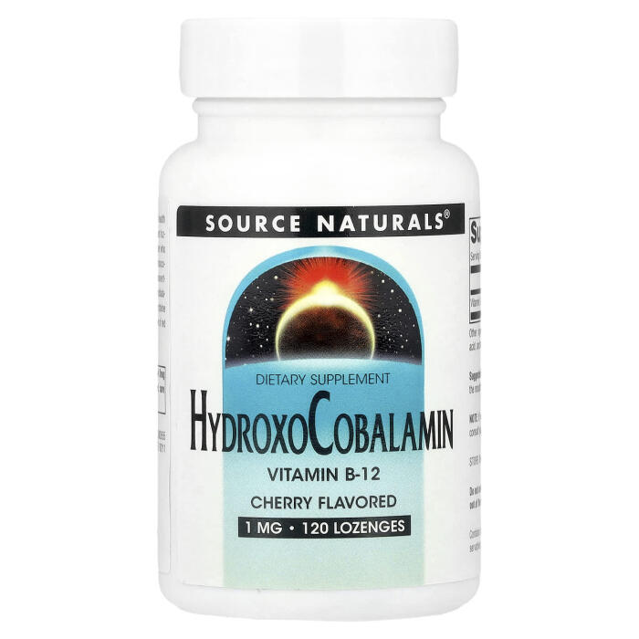 Source Naturals, HydroxoCobalamin, Vitamin B12, Cherry , 1 mg, 120 Lozenges Source Naturals, HydroxoCobalamin, Vitamin B12, Cherry , 1 mg, 120 Lozenges