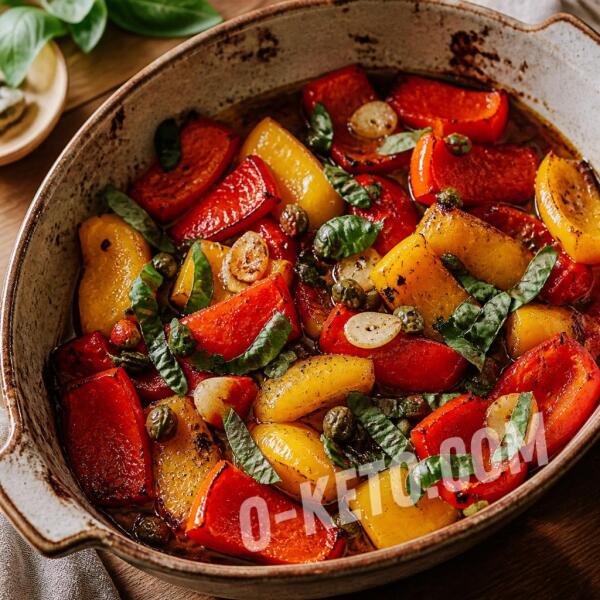Рецепты на кето: Запеченный сладкий перец с каперсами