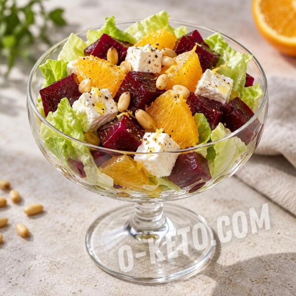 Keto recipes: Beetroot Salad with Orange, Brynza, and Pine Nuts