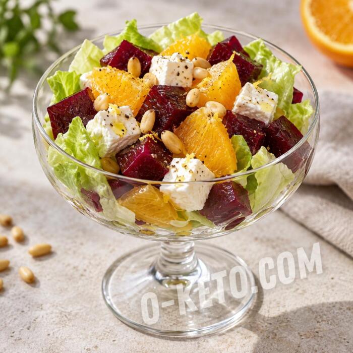 Beetroot Salad with Orange, Brynza, and Pine Nuts