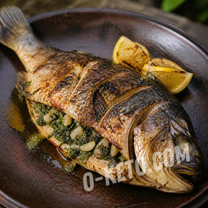 Grilled char with cilantro and garlic Grilled char with cilantro and garlic