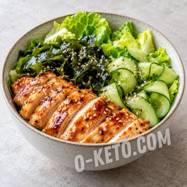 Rețete keto: Bol cu pui, wakame și castravete Rețete keto: Bol cu pui, wakame și castravete