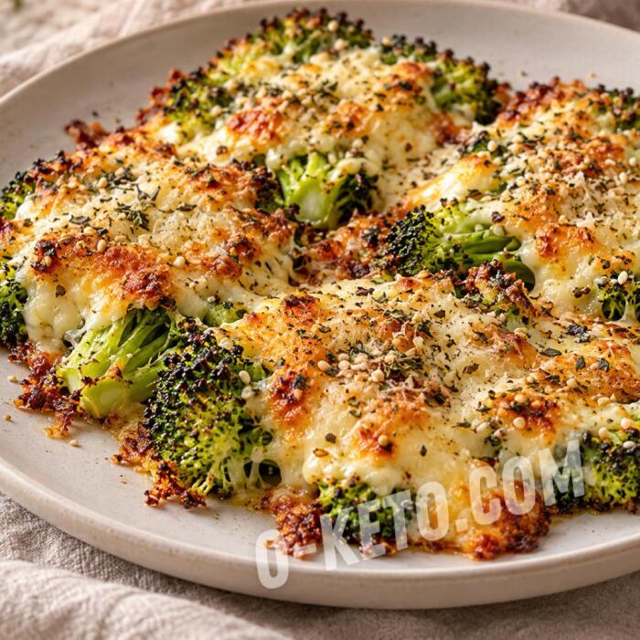 Oven-Baked Broccoli with Three Cheeses
