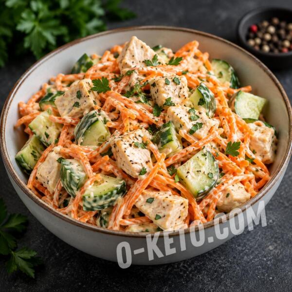 Rețete keto: Salată proteică cu pui și morcov în stil coreean Rețete keto: Salată proteică cu pui și morcov în stil coreean