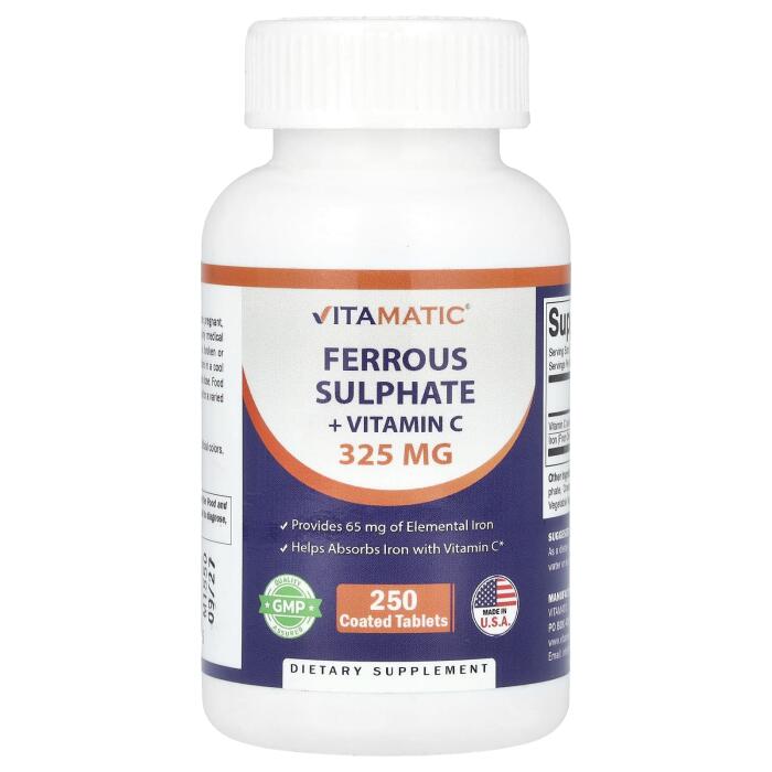 Vitamatic, Ferrous Sulphate + Vitamin C, 250 Coated Tablets Vitamatic, Ferrous Sulphate + Vitamin C, 250 Coated Tablets