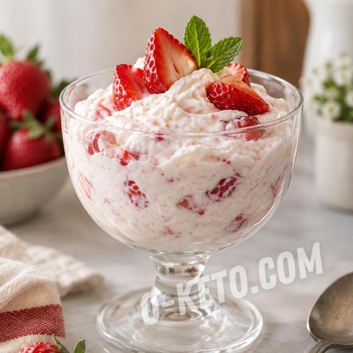Greek-yogurt mousse with strawberry