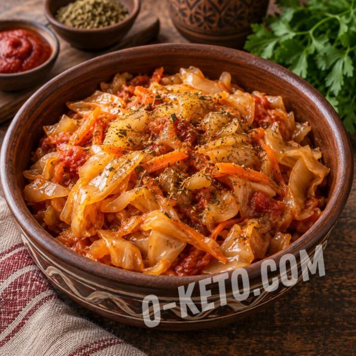 Капуста тушёная по-грузински с хмели-сунели Капуста тушёная по-грузински с хмели-сунели