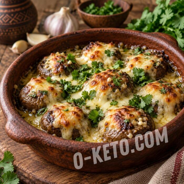 Champignons Baked with Sulguni Cheese