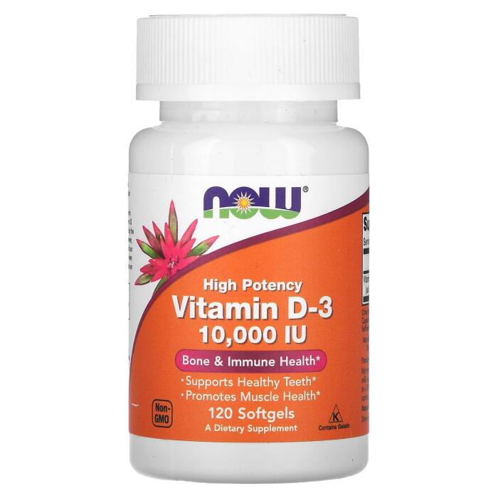NOW Foods, Vitamin D-3, High Potency , 10,000 IU, 120 Softgels NOW Foods, Vitamin D-3, High Potency , 10,000 IU, 120 Softgels