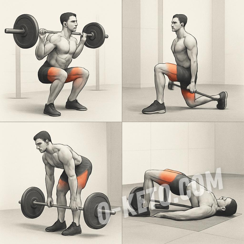 Squat, Lunge, Romanian Deadlift, and Glute Bridge: Different Muscle Emphasis