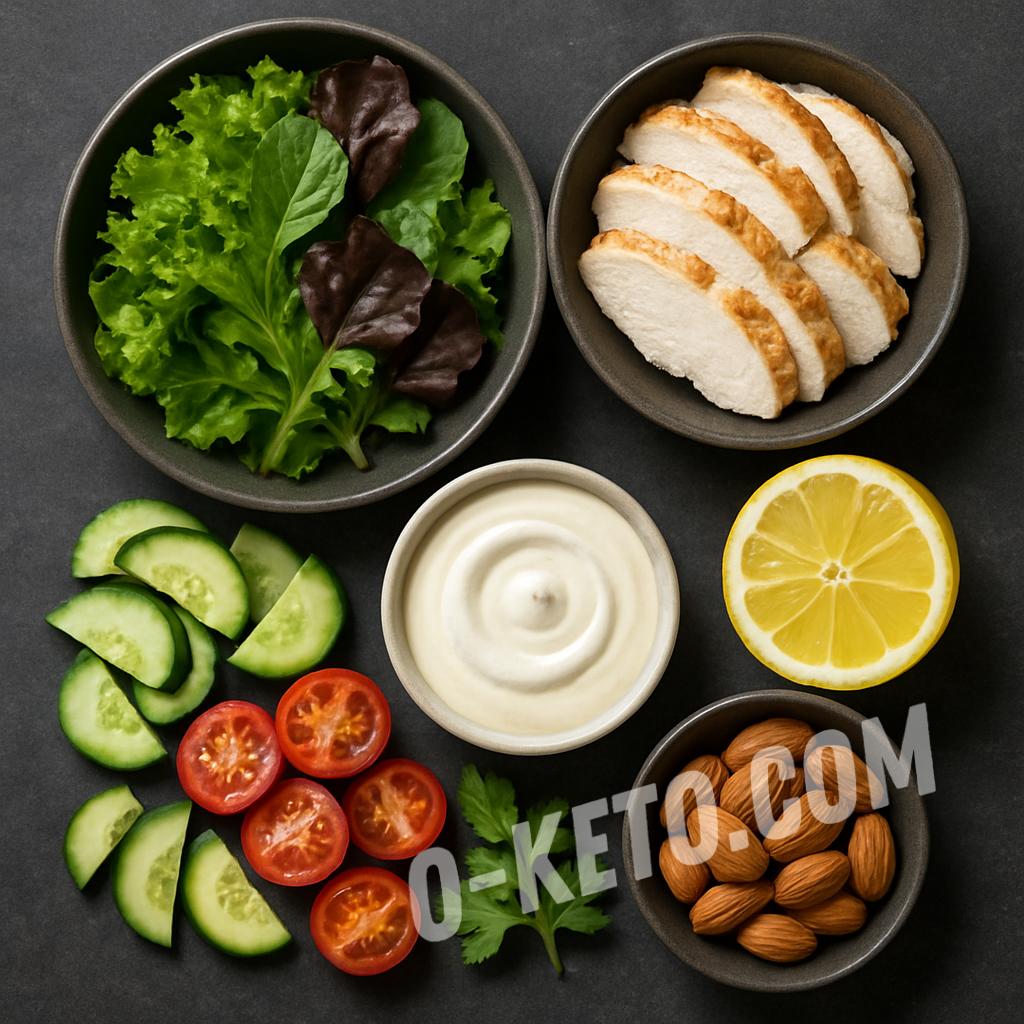 Components of a tasty keto salad before assembly
