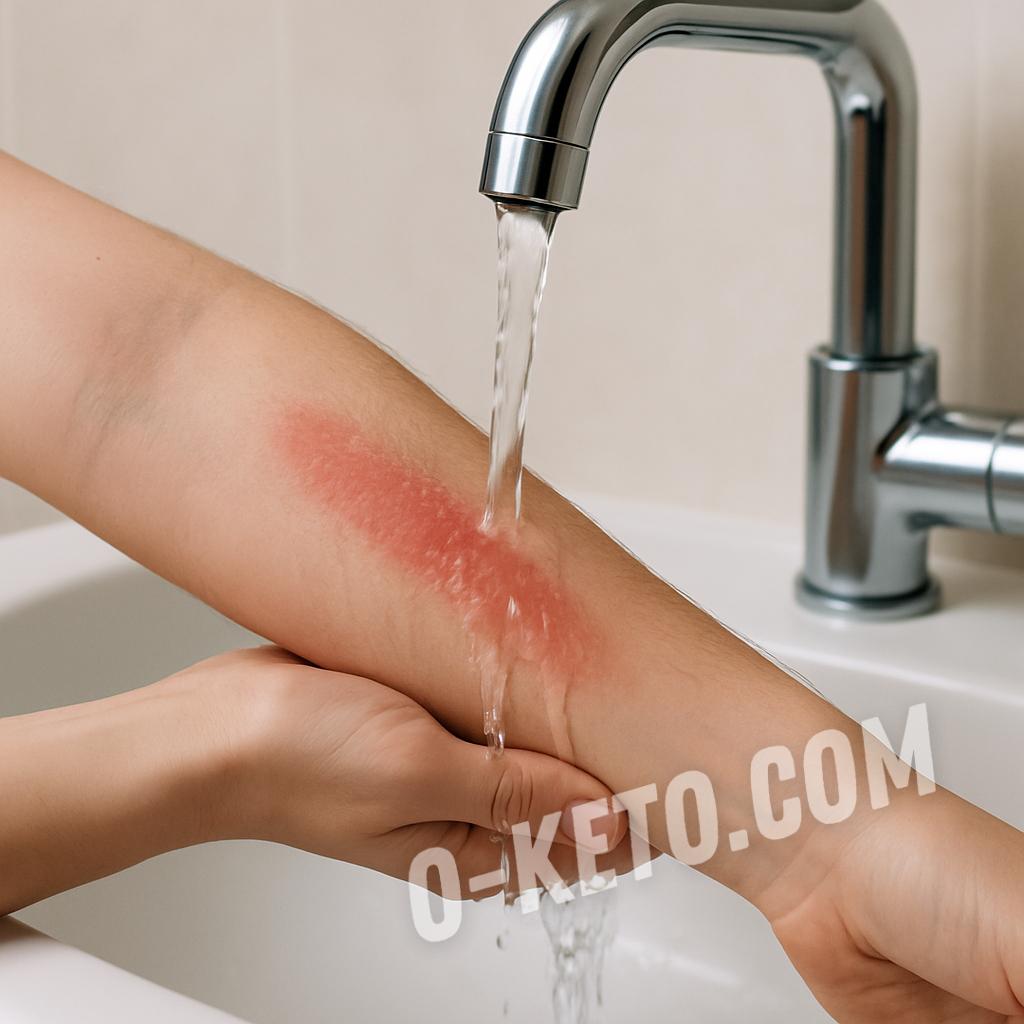 Cooling a burn under cool running water